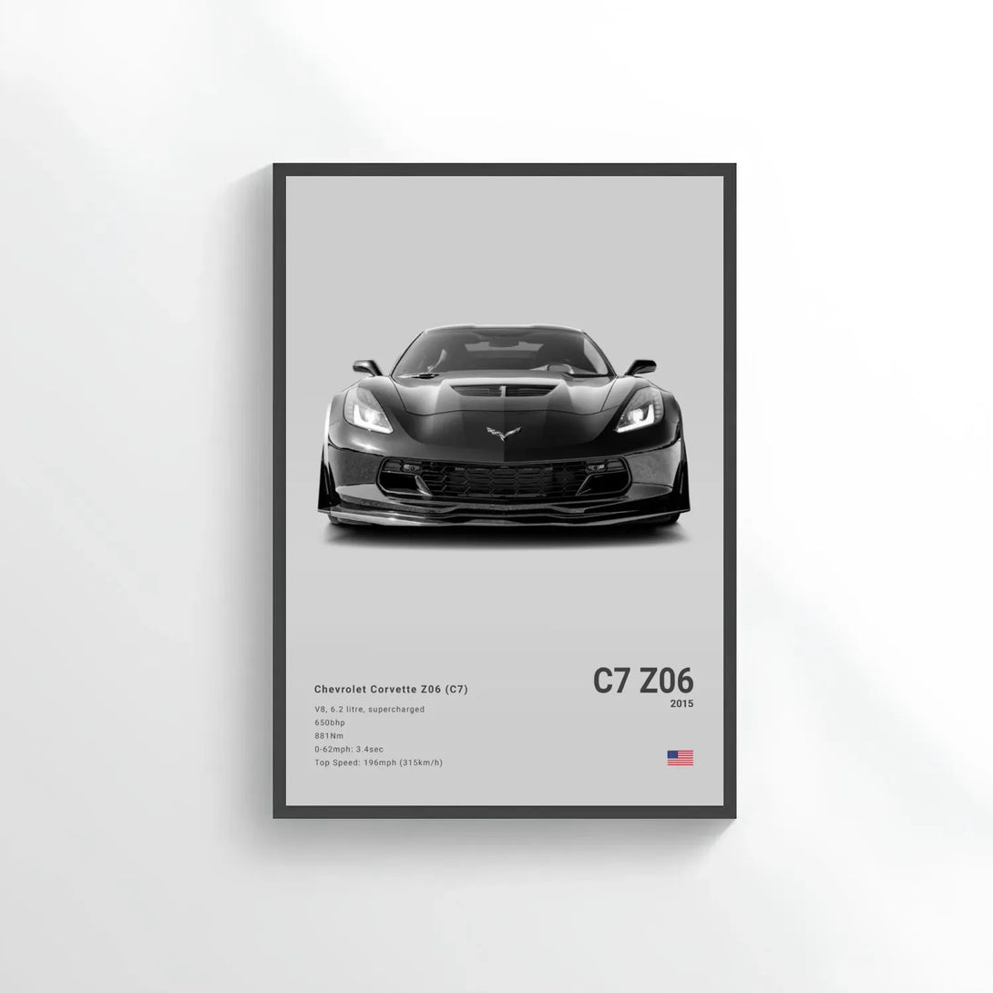 Chevrolet Corvette Z06(C7) Car Poster on Canvas – CARS GTWX DECO