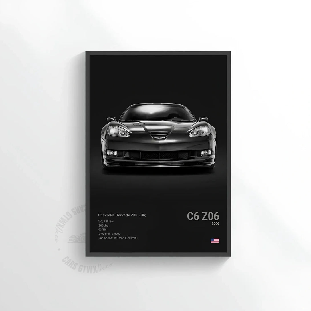 Chevrolet Corvette Z06 (C6) Car Poster on Canvas – CARS GTWX DECO