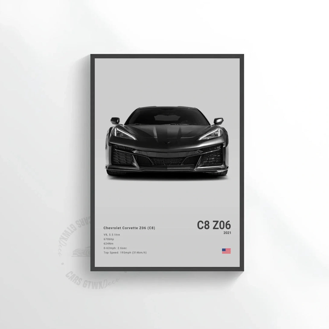 Chevrolet Corvette Z06(C8) Car Poster on Canvas – CARS GTWX DECO