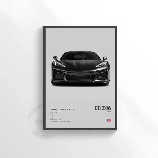 Chevrolet Corvette Z06(C8) Car Poster on Canvas – CARS GTWX DECO
