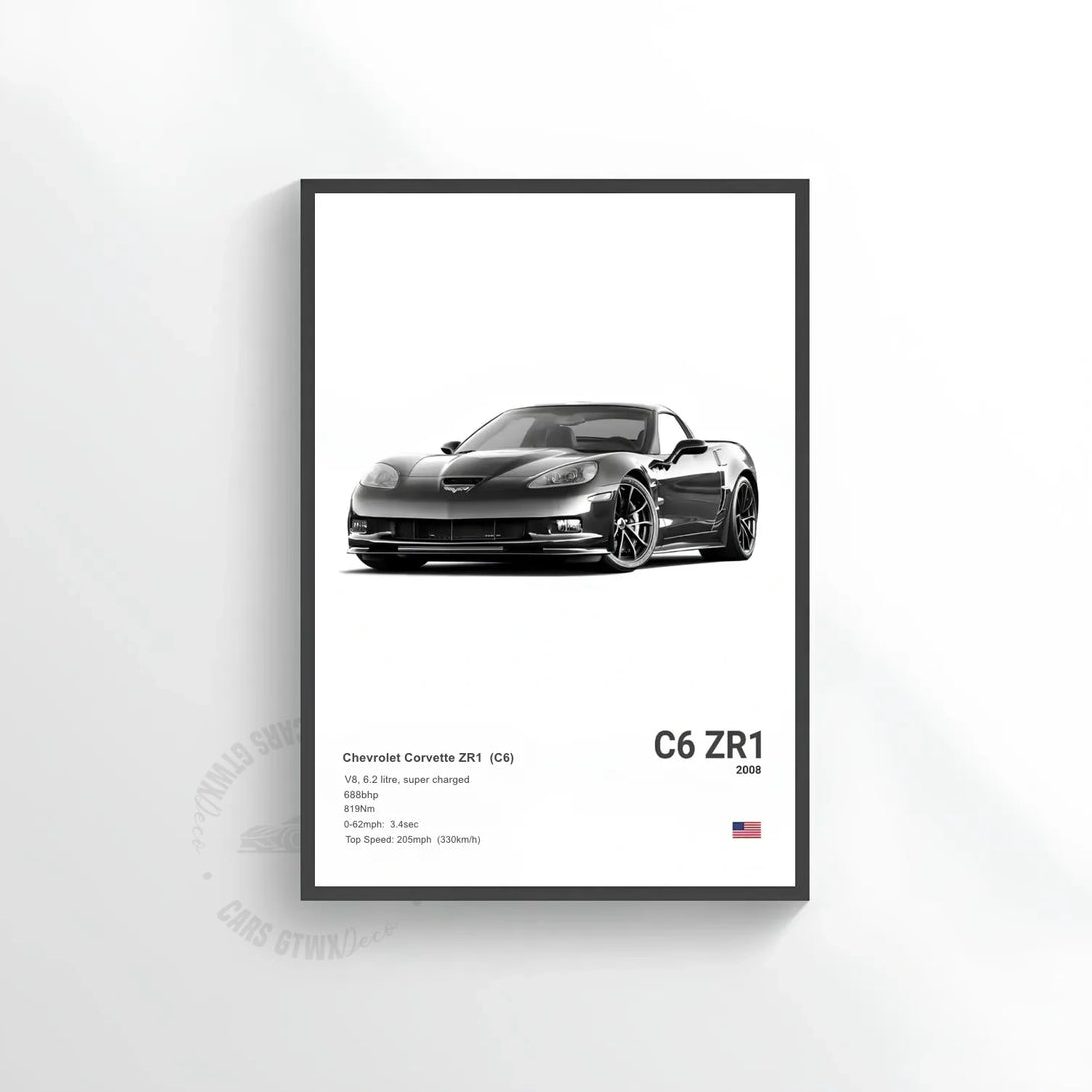 Chevrolet Corvette ZR1 (C6) Car Poster on Canvas – CARS GTWX DECO