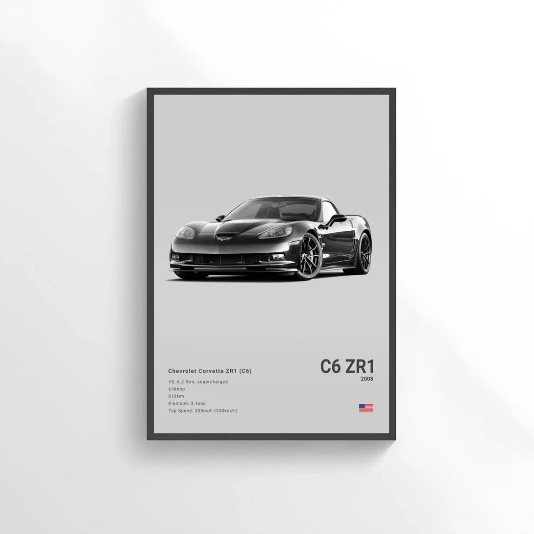 Chevrolet Corvette ZR1 (C6) Car Poster on Canvas – CARS GTWX DECO