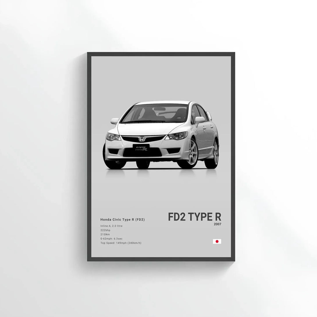Grey Fd2 Type R Honda Civic Type R Poster (FD2) | Canvas Wall Art | CARS GTWX – CARS ...