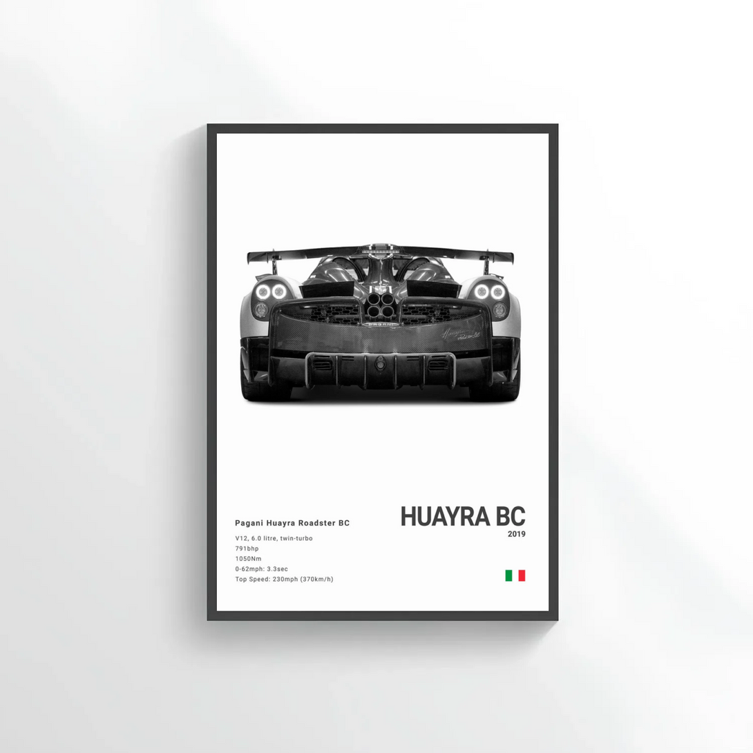 Pagani Huayra Roadster Car Poster on Canvas – CARS GTWX DECO