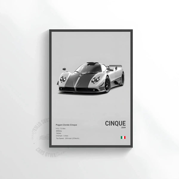 Pagani Zonda Cinque Car Poster on Canvas – CARS GTWX DECO