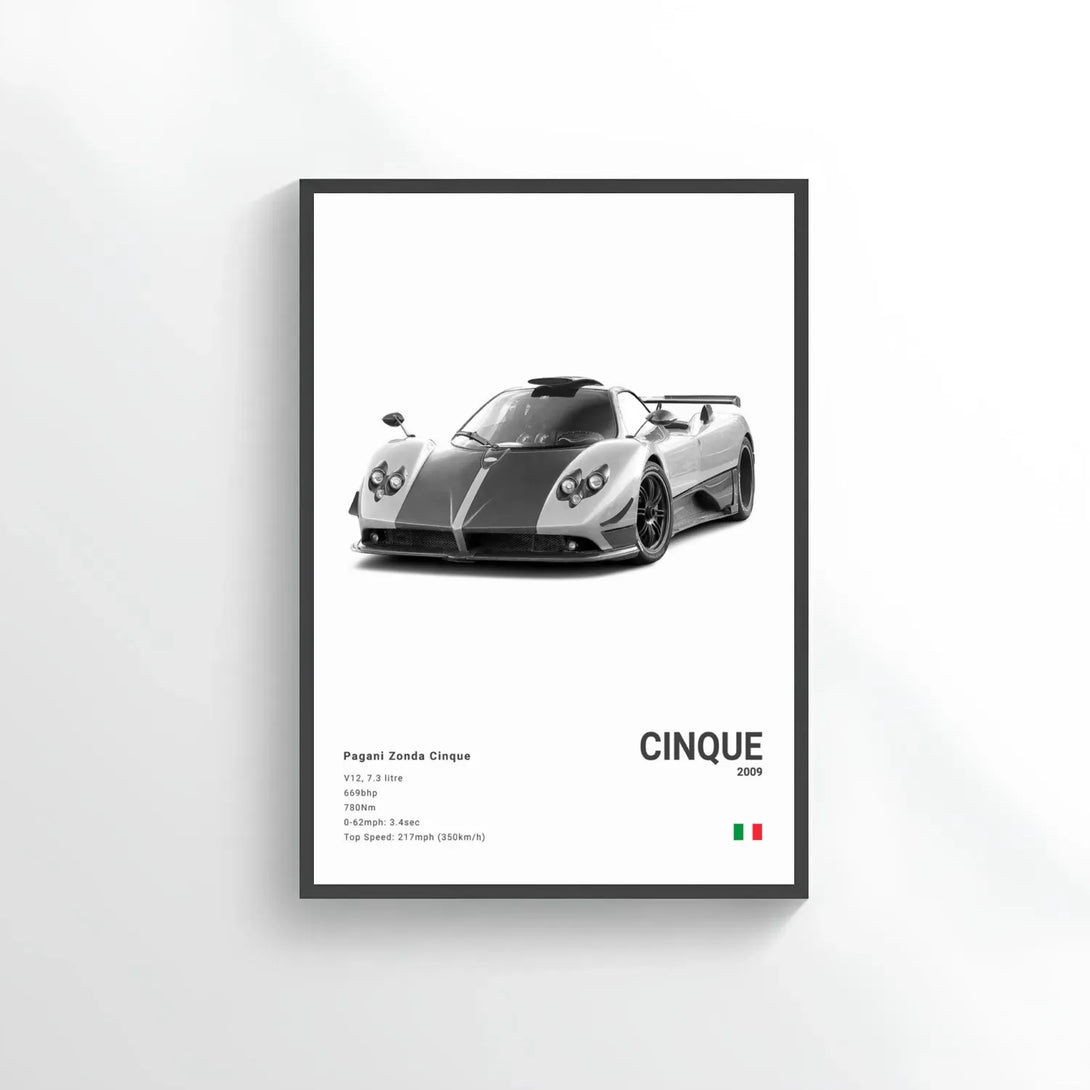 Pagani Zonda Cinque Car Poster on Canvas – CARS GTWX DECO