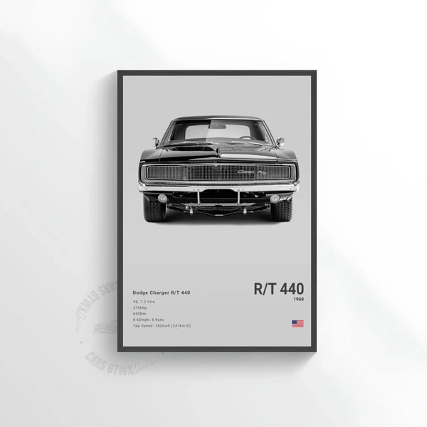 Dodge Charger R/T 440 Car Poster on Canvas – CARS GTWX DECO