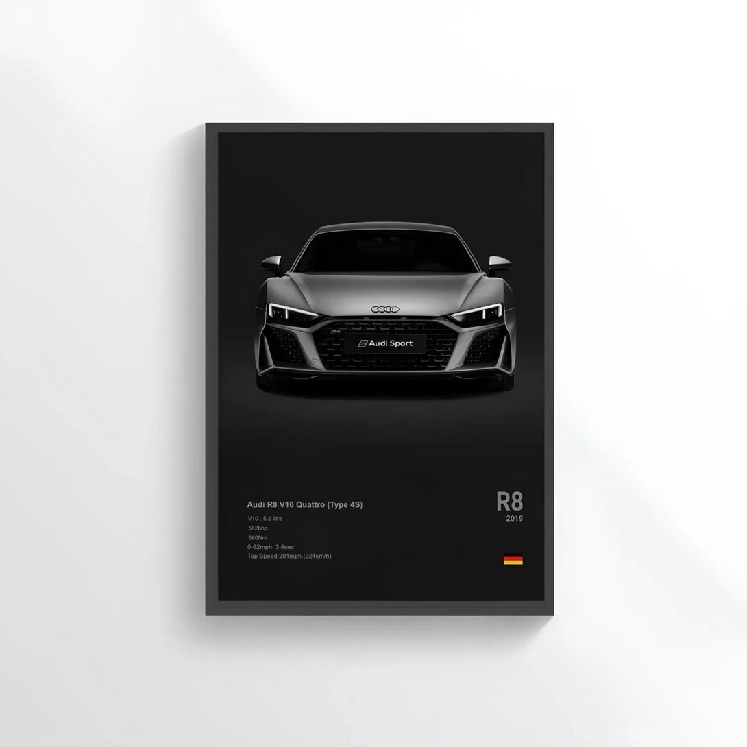 Audi R8 V10 Car Poster on Canvas – CARS GTWX DECO