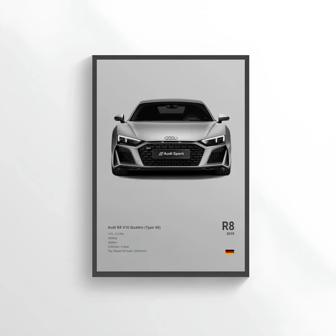 Audi R8 V10 Car Poster on Canvas – CARS GTWX DECO