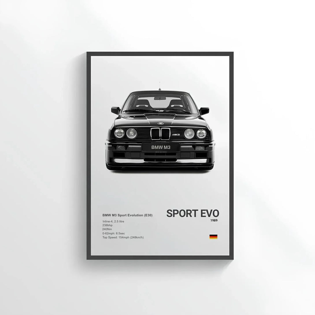 Poster BMW M3 Sport Evolution (E30) - CARS GTWX DECO