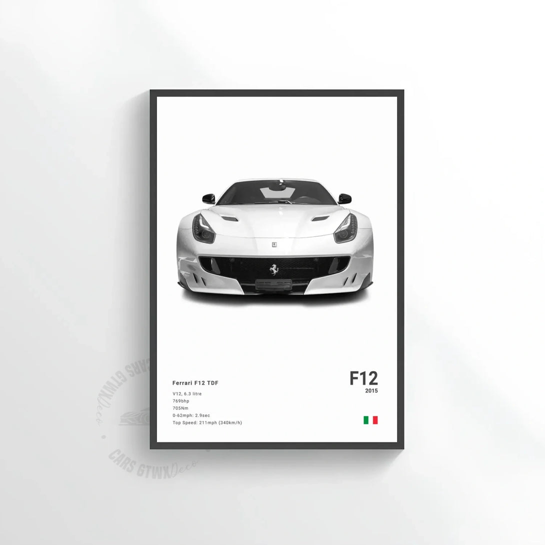 Ferrari F12 TDF 2012 Car Poster on Canvas – CARS GTWX DECO