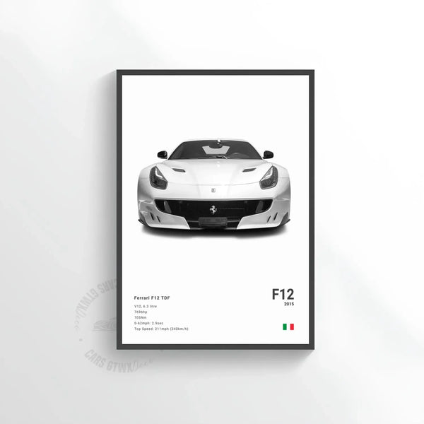 Ferrari F12 TDF 2012 Car Poster on Canvas – CARS GTWX DECO