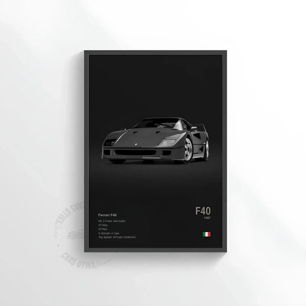 Ferrari F40 1987 Car Poster on Canvas – CARS GTWX DECO