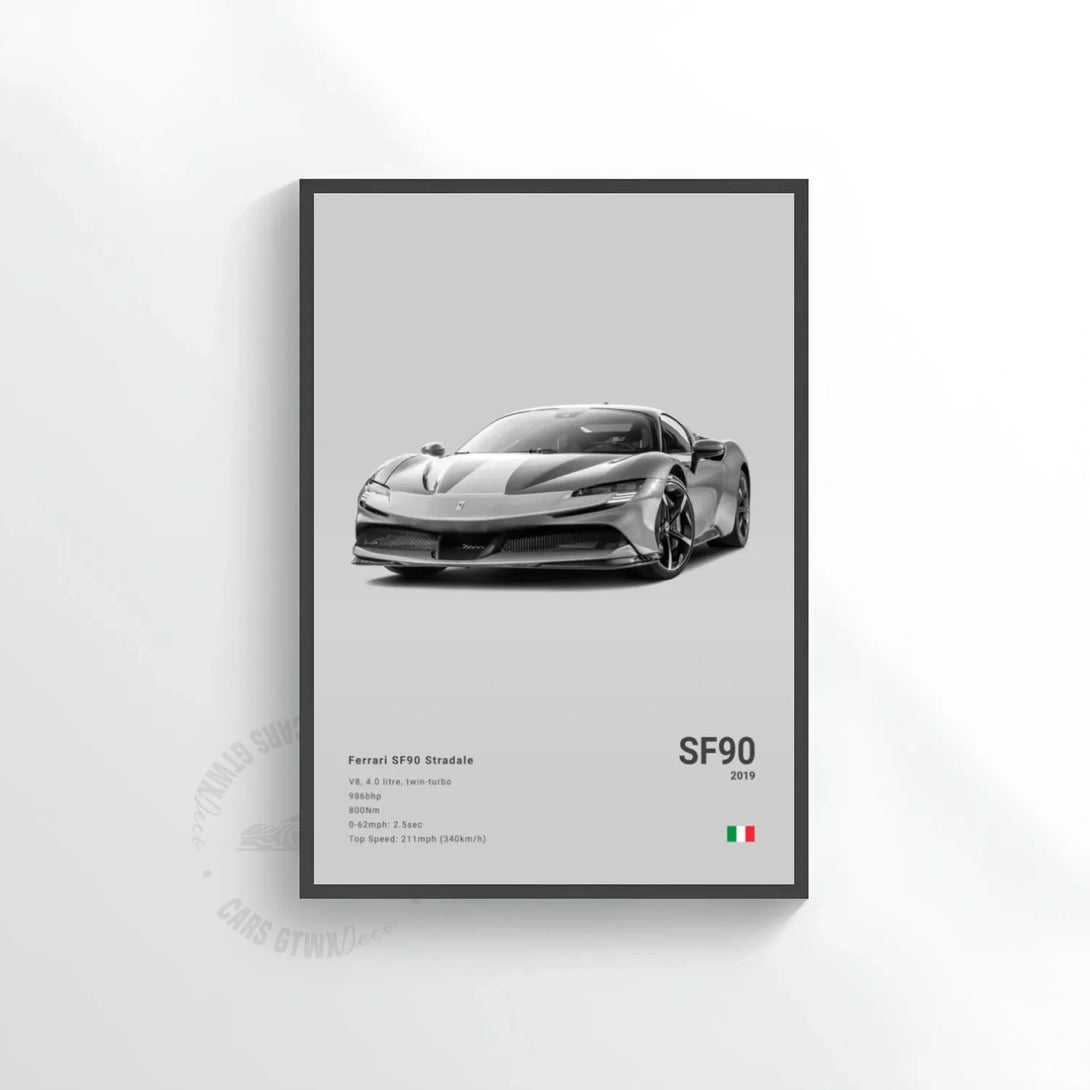 Ferrari SF90 Stradale Car Poster on Canvas – CARS GTWX DECO