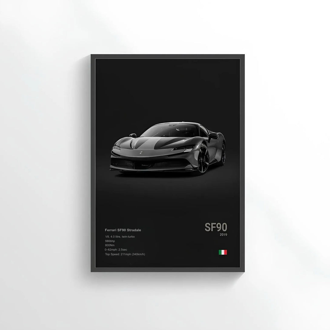 Ferrari SF90 Stradale Car Poster on Canvas – CARS GTWX DECO