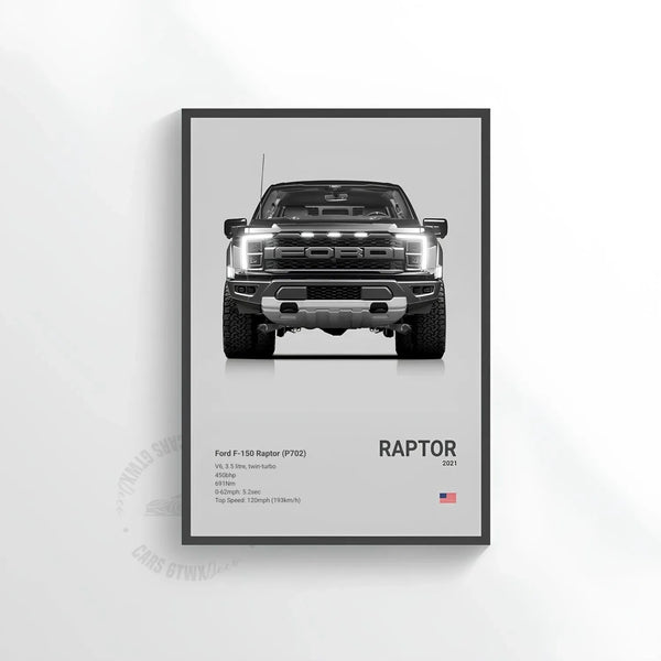 Ford F-150 Raptor Car Poster on Canvas – CARS GTWX DECO