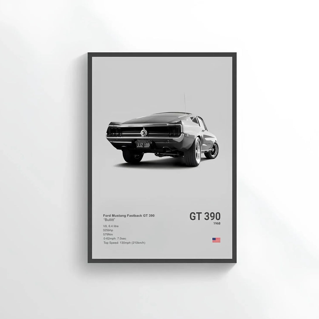 Poster Ford Mustang Fastback GT390 - CARS GTWX DECO