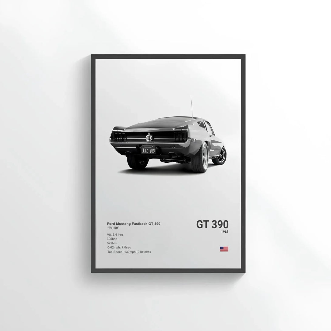 Poster Ford Mustang Fastback GT390 - CARS GTWX DECO