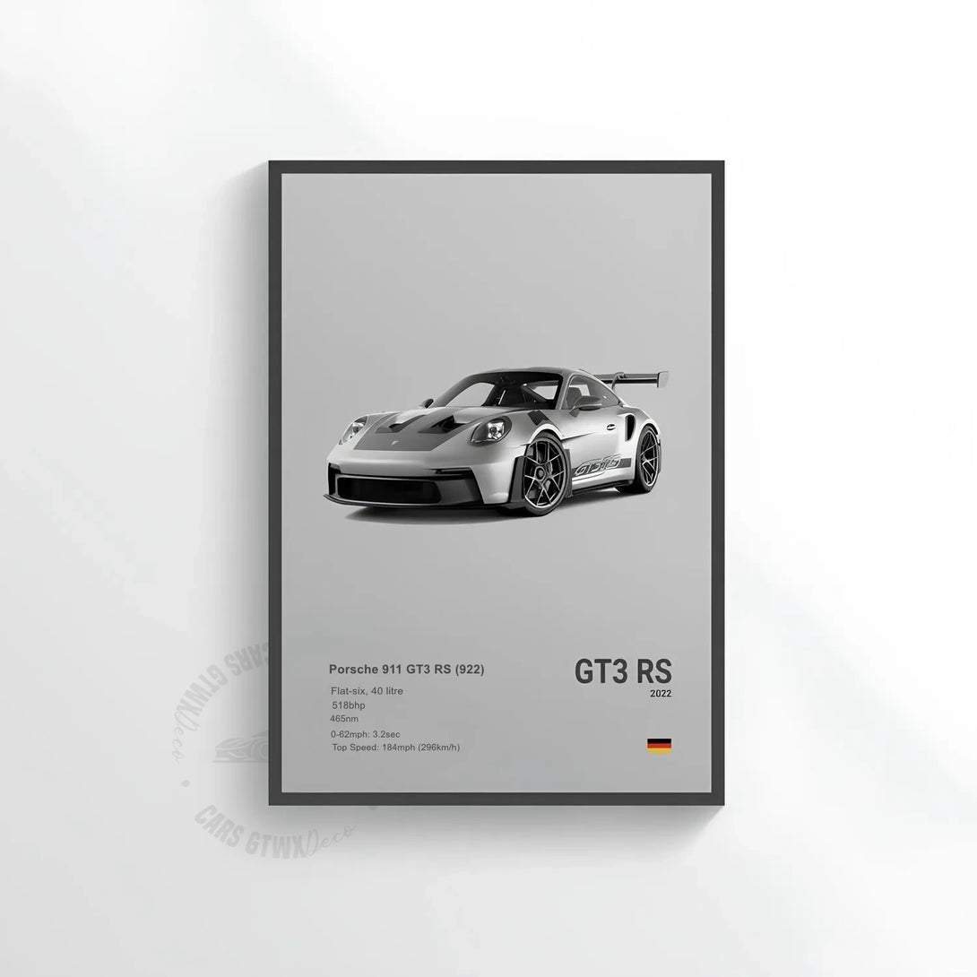Porsche 911 GT3 RS (922) Car Poster on Canvas – CARS GTWX DECO