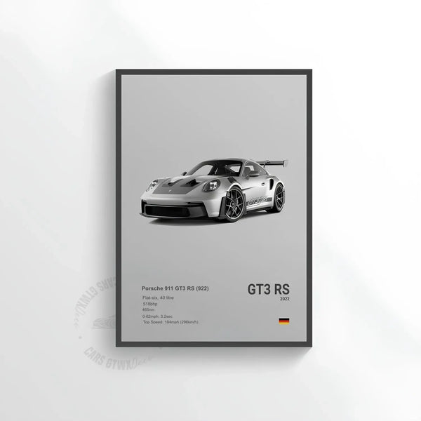 Porsche 911 GT3 RS (922) Car Poster on Canvas – CARS GTWX DECO
