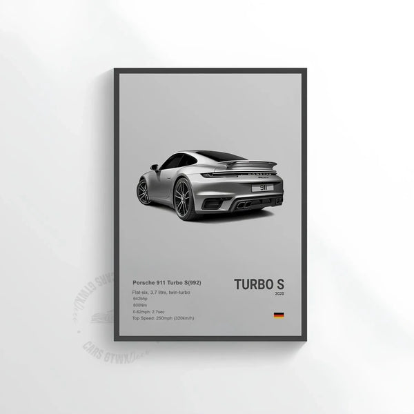 Porsche 992 Turbo S Car Poster on Canvas – CARS GTWX DECO