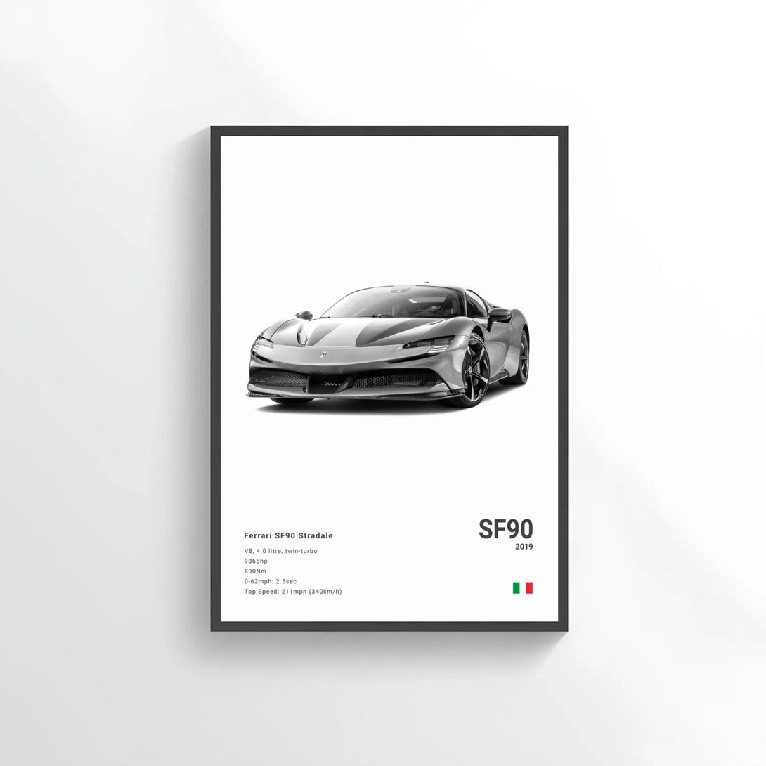 Ferrari SF90 Stradale Car Poster on Canvas – CARS GTWX DECO